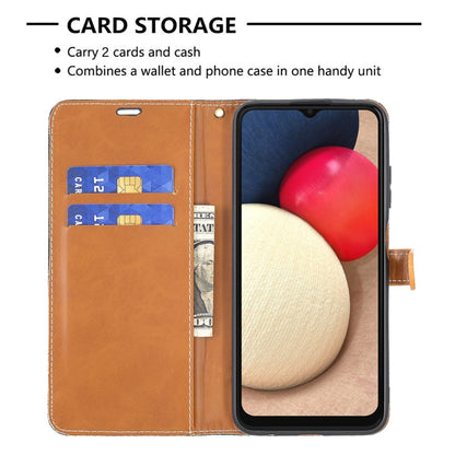 For Samsung Galaxy A03s 164mm Color Matching Denim Texture Horizontal Flip Leather Case with Holder & Card Slots & Wallet & Lanyard(Black) by buy2fix