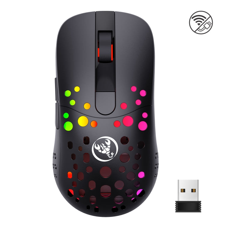 HXSJ T100 10000 DPI RGB Macro Definition Wired Wireless Dual-mode Mouse(Black) - Wireless Mice by HXSJ | Online Shopping UK | buy2fix