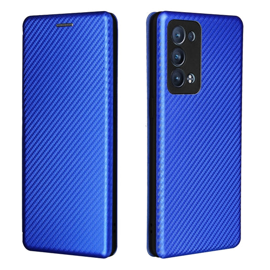 For OPPO Reno6 Pro+ 5G Carbon Fiber Texture Horizontal Flip TPU + PC + PU Leather Case with Card Slot(Blue) by buy2fix