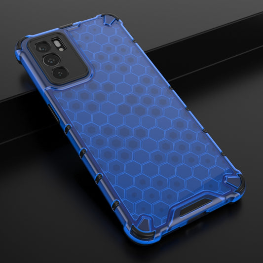 For OPPO Reno6 5G Shockproof Honeycomb PC + TPU Protective Case(Blue) by buy2fix