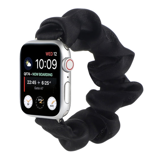 Scarf Hair Tie Watch Band For Apple Watch Ultra 49mm&Watch Ultra 2 49mm / Series 9&8&7 45mm / SE 3&SE 2&6&SE&5&4 44mm / 3&2&1 42mm(Black) by buy2fix