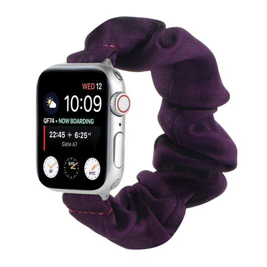 Scarf Hair Tie Watch Band For Apple Watch Ultra 49mm&Watch Ultra 2 49mm / Series 9&8&7 45mm / SE 3&SE 2&6&SE&5&4 44mm / 3&2&1 42mm(Dark Purple) by buy2fix