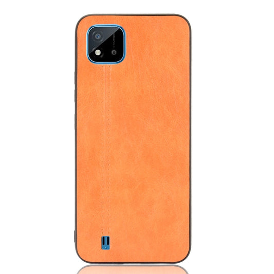 For OPPO Realme C11 2021 / Realme C20 Shockproof Sewing Cow Pattern Skin PC + PU + TPU Case(Orange) by buy2fix