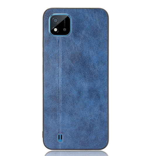 For OPPO Realme C11 2021 / Realme C20 Shockproof Sewing Cow Pattern Skin PC + PU + TPU Case(Blue) by buy2fix