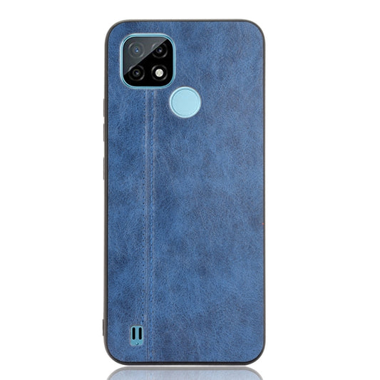 For OPPO Realme C21 Shockproof Sewing Cow Pattern Skin PC + PU + TPU Case(Blue) by buy2fix