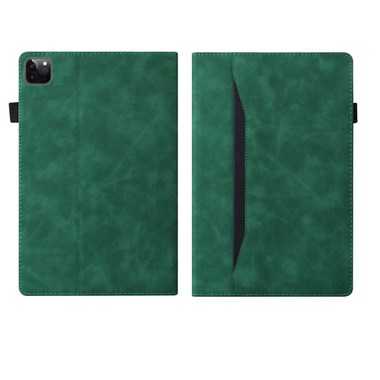 For iPad Pro 12.9 inch 2022 / 2021 / 2020 Business Shockproof Horizontal Flip Leather Tablet Case with Holder & Card Slots & Photo Frame & Pen Slot & Sleep / Wake-up Function(Green) by buy2fix