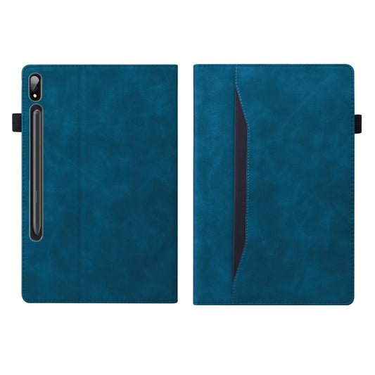 For Samsung Galaxy Tab S8 / Galaxy Tab S7 2020 SM-T870 / SM-T875 Business Shockproof Horizontal Flip Leather Case with Holder & Card Slots & Photo Frame & Pen Slot & Sleep / Wake-up Function(Blue) - Galaxy Tab S8 Cases by buy2fix | Online Shopping UK | buy2fix