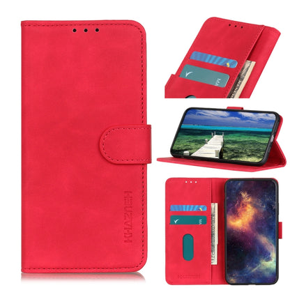 For Xiaomi Redmi Note 8 2021 KHAZNEH Retro Texture PU + TPU Horizontal Flip Leather Case with Holder & Card Slots & Wallet(Red) by buy2fix