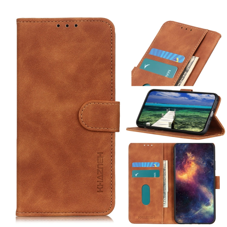 For Xiaomi Redmi Note 8 2021 KHAZNEH Retro Texture PU + TPU Horizontal Flip Leather Case with Holder & Card Slots & Wallet(Brown) by buy2fix