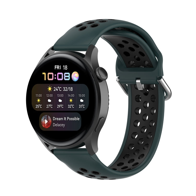 For Huawei Watch 3 / 3 Pro 22mm Sport Two-color Silicone Watch Band(Green Black) by buy2fix