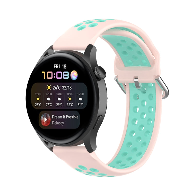 For Huawei Watch 3 / 3 Pro 22mm Sport Two-color Silicone Watch Band(Light Pink Mint Green) by buy2fix