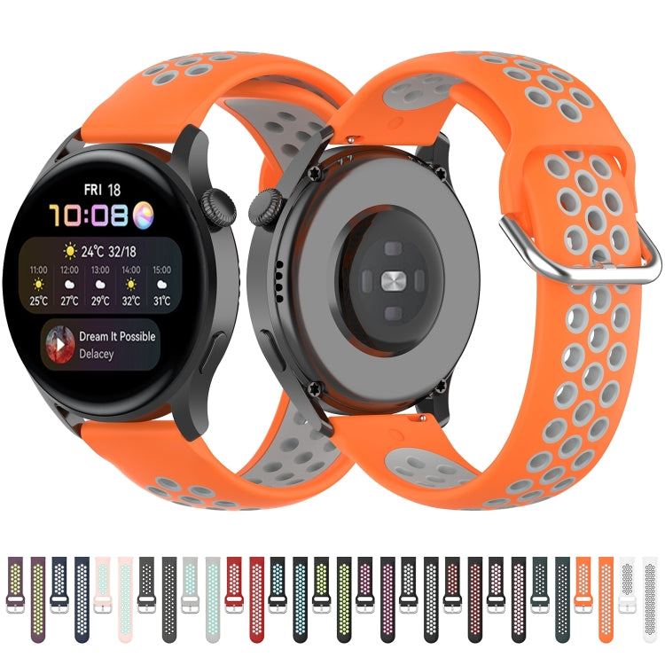 For Huawei Watch 3 / 3 Pro 22mm Sport Two-color Silicone Watch Band(Grey Mint Green) by buy2fix