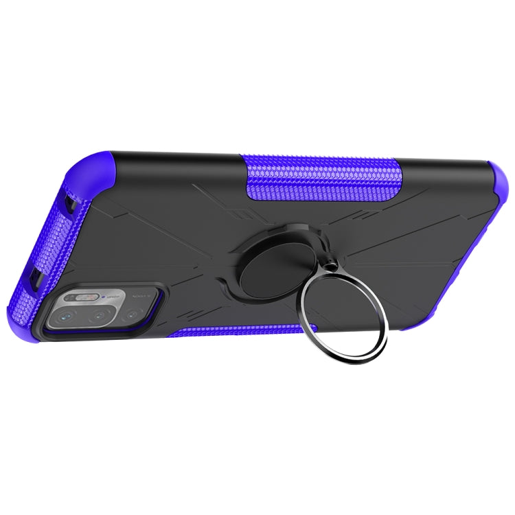 For Xiaomi Redmi Note 10 5G Armor Bear Shockproof PC + TPU Protective Case with Ring Holder(Purple) by buy2fix