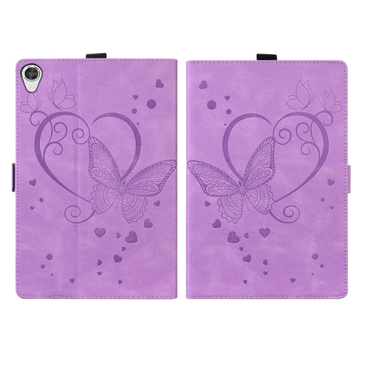 For Lenovo Tab M8(HD) / M8(FHD) TB-8505F Love Butterfly Pattern Horizontal Flip Leather Case with Holder(Purple) by buy2fix