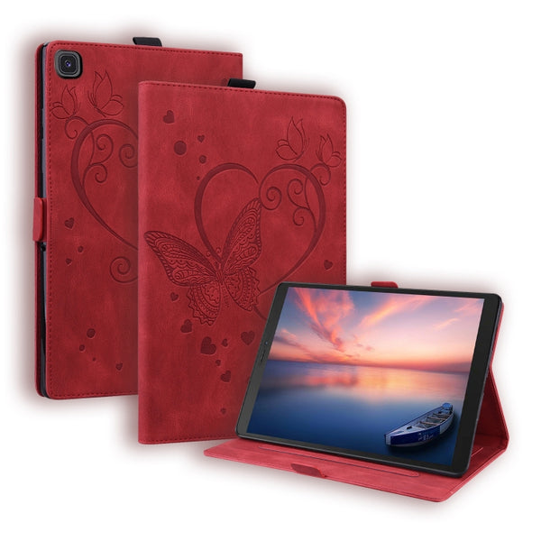 For Samsung Galaxy Tab A 8.0 (2019) SM-T290 SM-T295 Love Butterfly Pattern Horizontal Flip Leather Case with Holder(Red) by buy2fix