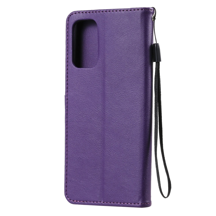 For OPPO A93 5G / A54 5G / A74 5G Solid Color Horizontal Flip Protective Leather Case with Holder & Card Slots & Wallet & Photo Frame & Lanyard(Purple) - OPPO & vivo Accessories by buy2fix | Online Shopping UK | buy2fix