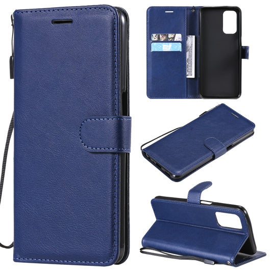 For OPPO A93 5G / A54 5G / A74 5G Solid Color Horizontal Flip Protective Leather Case with Holder & Card Slots & Wallet & Photo Frame & Lanyard(Blue) - OPPO & vivo Accessories by buy2fix | Online Shopping UK | buy2fix