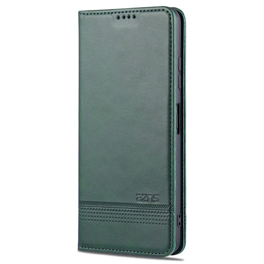 For Samsung Galaxy A22 5G AZNS Magnetic Calf Texture Horizontal Flip Leather Case with Card Slots & Holder & Wallet(Dark Green) by AZNS