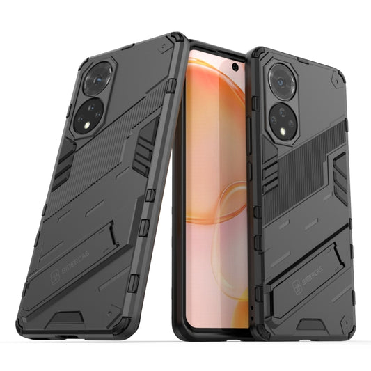 For Honor 50 Punk Armor 2 in 1 PC + TPU Shockproof Case with Invisible Holder(Black) by buy2fix