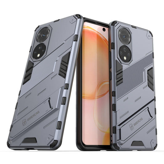 For Honor 50 Punk Armor 2 in 1 PC + TPU Shockproof Case with Invisible Holder(Grey) by buy2fix