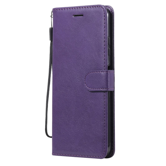 For Samsung Galaxy A22 5G Solid Color Horizontal Flip Protective Leather Case with Holder & Card Slots & Wallet & Photo Frame & Lanyard(Purple) by buy2fix