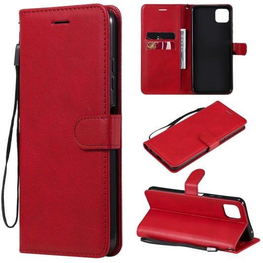 For Samsung Galaxy A22 5G Solid Color Horizontal Flip Protective Leather Case with Holder & Card Slots & Wallet & Photo Frame & Lanyard(Red) by buy2fix