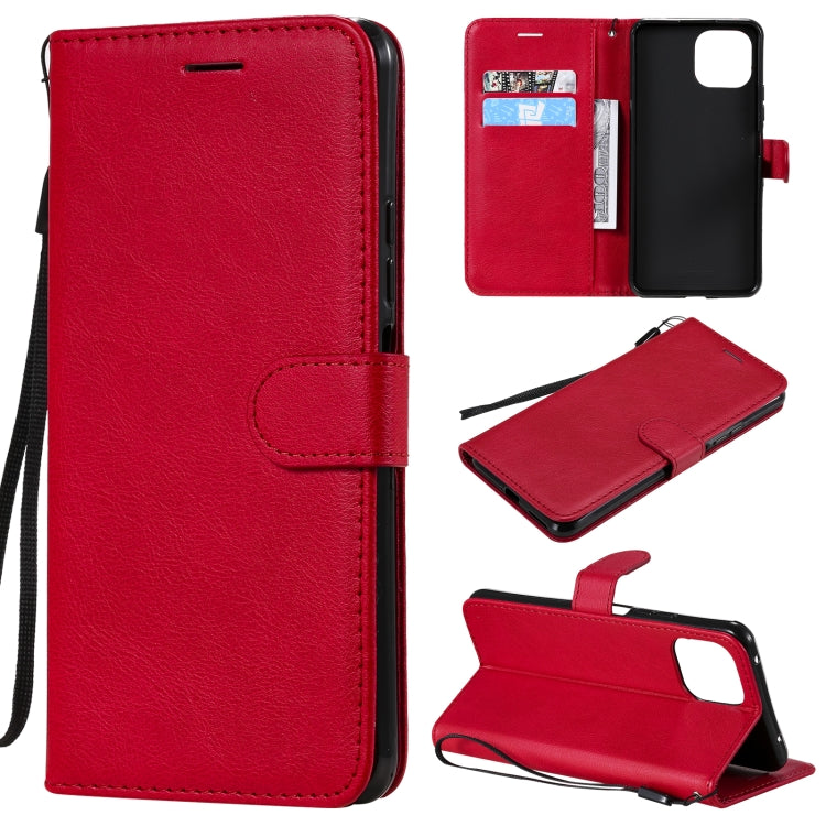 For Xiaomi Mi 11 Lite Solid Color Horizontal Flip Protective Leather Case with Holder & Card Slots & Wallet & Photo Frame & Lanyard(Red) by buy2fix