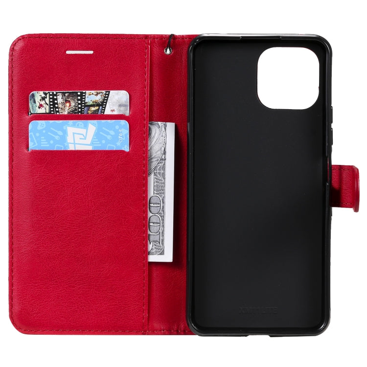 For Xiaomi Mi 11 Lite Solid Color Horizontal Flip Protective Leather Case with Holder & Card Slots & Wallet & Photo Frame & Lanyard(Red) by buy2fix
