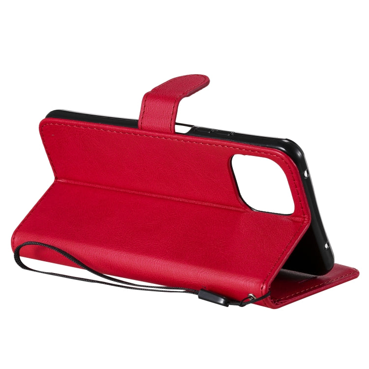 For Xiaomi Mi 11 Lite Solid Color Horizontal Flip Protective Leather Case with Holder & Card Slots & Wallet & Photo Frame & Lanyard(Red) by buy2fix
