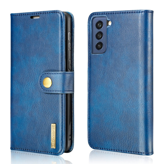 For Samsung Galaxy S21 FE DG.MING Crazy Horse Texture Flip Detachable Magnetic Leather Case with Holder & Card Slots & Wallet(Blue) by DG.MING