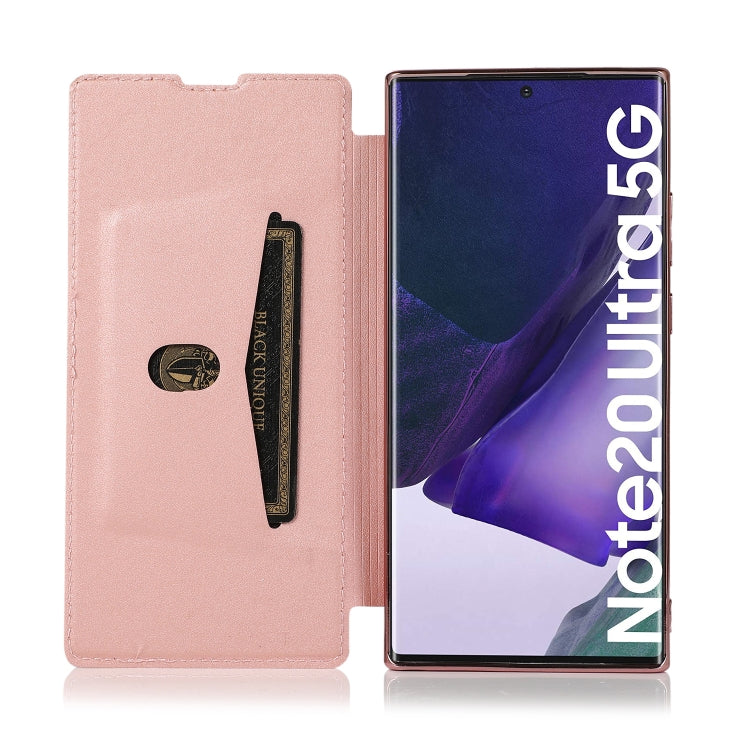 For Samsung Galaxy Note20 Ultra Bronzing Plating PU + TPU Horizontal Flip Leather Case with Holder & Card Slot(Pink Purple) by buy2fix