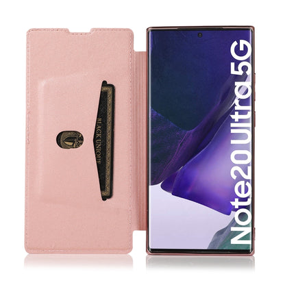 For Samsung Galaxy Note20 Ultra Bronzing Plating PU + TPU Horizontal Flip Leather Case with Holder & Card Slot(Pink Purple) by buy2fix