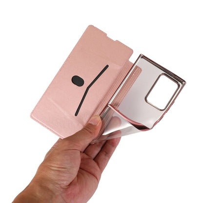 For Samsung Galaxy Note20 Ultra Bronzing Plating PU + TPU Horizontal Flip Leather Case with Holder & Card Slot(Pink Purple) by buy2fix