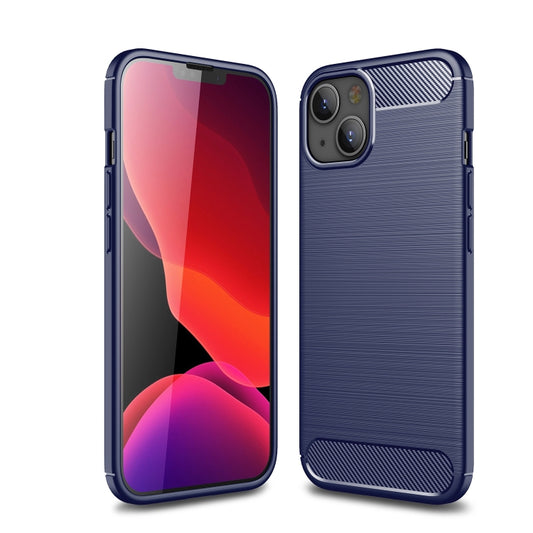 For iPhone 13 mini Brushed Texture Carbon Fiber TPU Case (Blue) by buy2fix