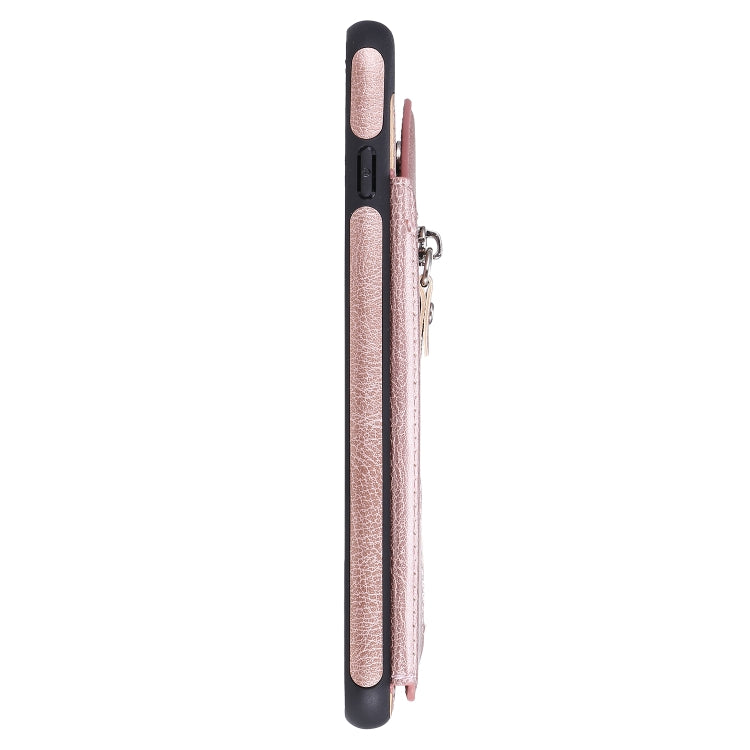 For iPhone 8 Plus / 7 Plus Solid Color Double Buckle Zipper Shockproof Protective Case(Rose Gold) by buy2fix