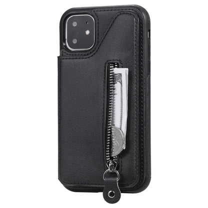 For iPhone 11 Solid Color Double Buckle Zipper Shockproof Protective Case(Black) by buy2fix