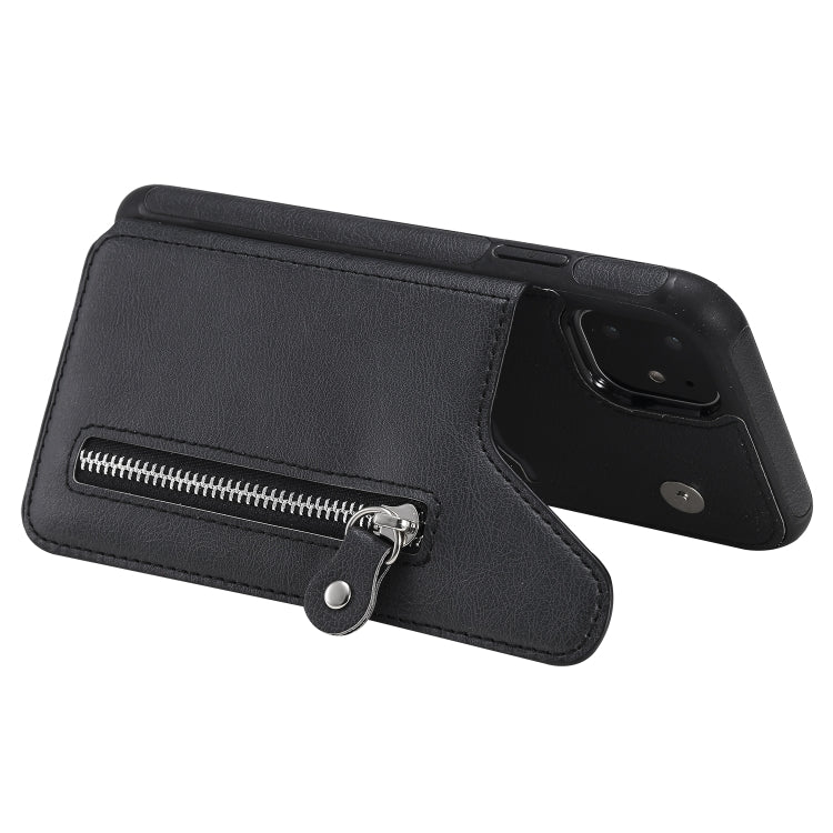 For iPhone 11 Solid Color Double Buckle Zipper Shockproof Protective Case(Black) by buy2fix