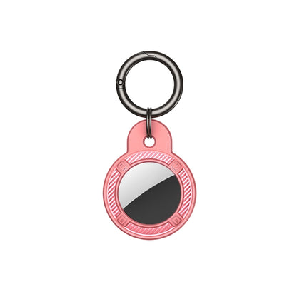 Round Shape Carbon Fiber Anti-fall Case with Keychain Ring for AirTag(Pink) by buy2fix