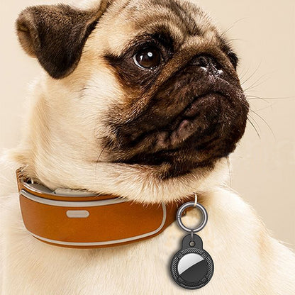 Round Shape Carbon Fiber Anti-fall Case with Keychain Ring for AirTag(Pink) by buy2fix