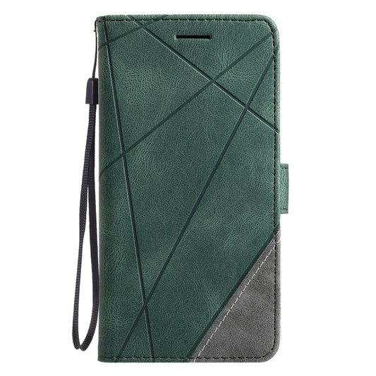 For OPPO Reno5 5G Skin Feel Splicing Horizontal Flip Leather Case with Holder & Card Slots & Wallet & Photo Frame(Green) by buy2fix