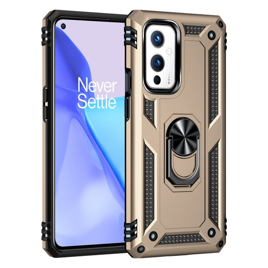 For OnePlus 9 Shockproof TPU + PC Protective Case with 360 Degree Rotating Holder(Gold) by buy2fix