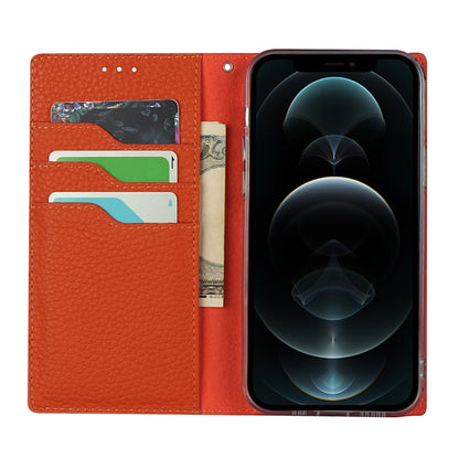 For iPhone 12 / 12 Pro Litchi Genuine Leather Phone Case(Black) by buy2fix