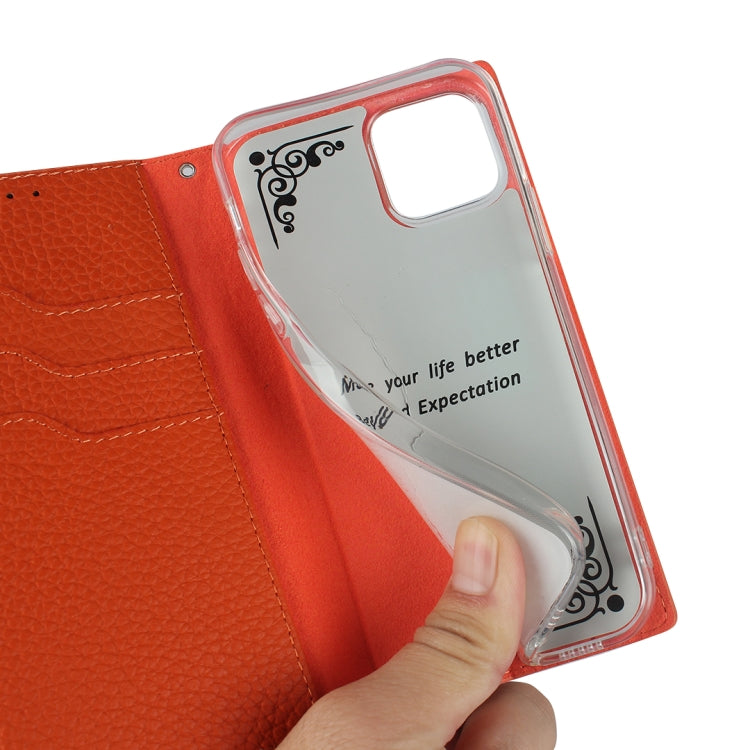 For iPhone 12 / 12 Pro Litchi Genuine Leather Phone Case(Dark Blue) by buy2fix