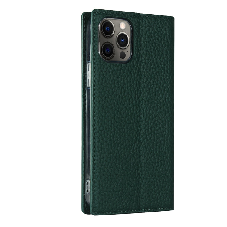 For iPhone 12 / 12 Pro Litchi Genuine Leather Phone Case(Green) by buy2fix