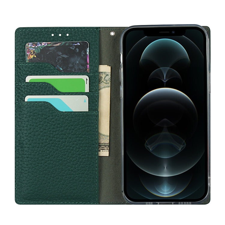 For iPhone 12 / 12 Pro Litchi Genuine Leather Phone Case(Green) by buy2fix