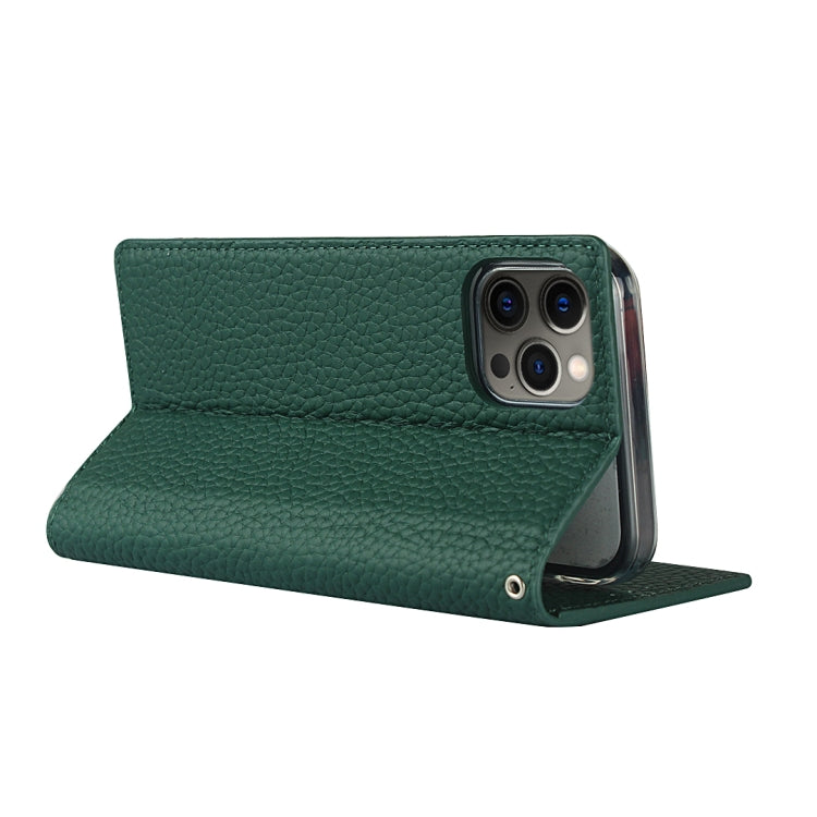For iPhone 12 / 12 Pro Litchi Genuine Leather Phone Case(Green) by buy2fix