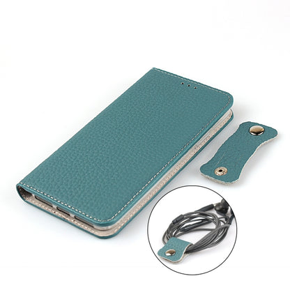 For iPhone 12 / 12 Pro Litchi Genuine Leather Phone Case(Sky Blue) by buy2fix