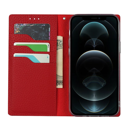 For iPhone 12 / 12 Pro Litchi Genuine Leather Phone Case(Red) by buy2fix