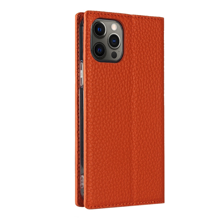 For iPhone 12 / 12 Pro Litchi Genuine Leather Phone Case(Orange) by buy2fix
