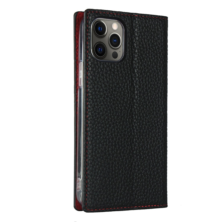 For iPhone 12 Pro Max Litchi Genuine Leather Phone Case(Black) by buy2fix